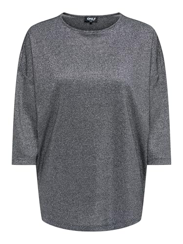 ONLY Onlsilvery Glamour Lurex Top 3/4 JRS, Negro, L