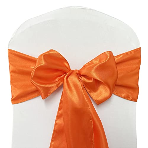 Ieventstar Satin Sash Chair Bow Cover Wedding Banquet Party Decoration (10, Orange) #TOP1