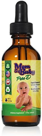 Mom & Baby Pure Vitamin-D - Best Liquid Vit D Supplement - Perfect Potency Natural Vitamin D for Breastfeeding Babies – 400 IU Vitamin-D3 Per Drop - Best Absorption for all the family - 2oz bottle