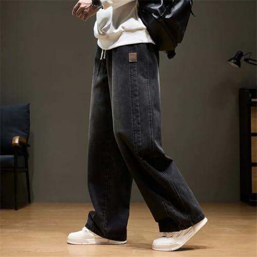 Men's Loose Baggy Jeans Elastic Waist Oversized Streetwear Denim Pants Thin Summer3