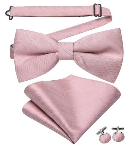 Image of Dubulle Mens Paisley Striped Bowtie Set Pre-tied Bowtie for Men and Pocket Square Set Wedding Business