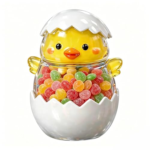 Générique Bocaux À Bonbons - Conteneur décoratif alimentaire forme poussin œuf,Bocaux en verre pour biscuits - Pour Centre De Table Printanier Fêtes Réunions Cuisine Placard