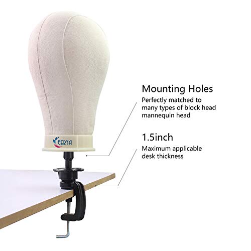 Eerya Wig Mannequin Head Stand Cosmetology Manikin Head Standard Holding Holder Clamp Stands Black (1Pc, Desktop Head Stand) #TOP4