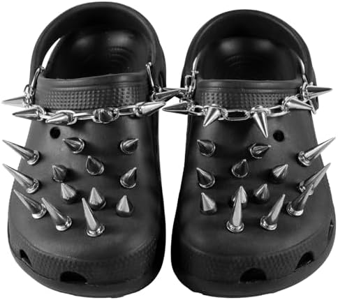 Goth Charms for Clog,Shoe Chains,Metal Spikes Punk Rivets Charms for Clog Sandals Accessories Shoe Decorations for Women Girls. image 5