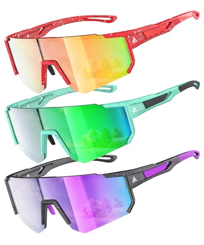Image of Kids Sunglasses Youth Baseball Softball Sunglasses for Girls Boys Age 4-14 UV Protection Sports Kids 3 Pack