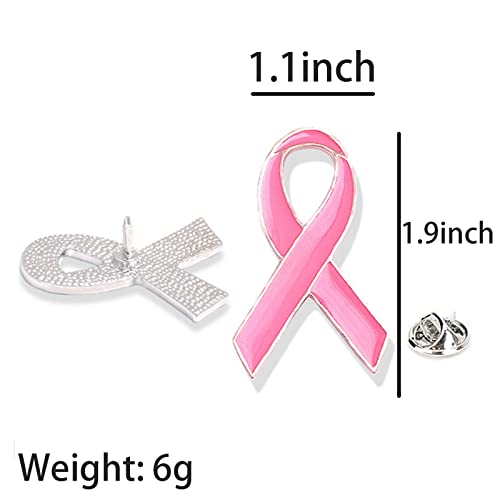 Image of Pink Ribbon Brooch Pins for Breast Cancer Awareness, Breast Cancer Awareness Lapel Pin for Women Memorial Jewelry, Charity Events, Encouragement Gift