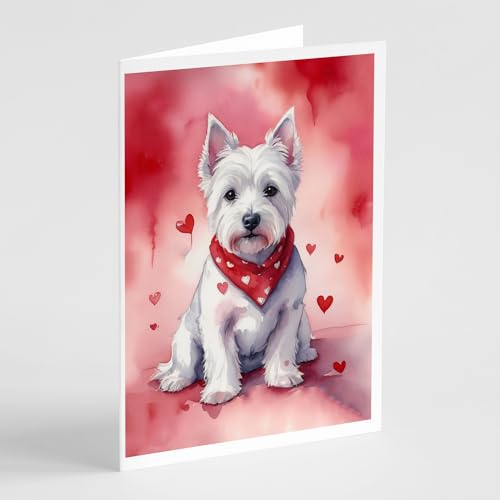 Caroline's Treasures DAC5457GCA7P Westie My Valentine Greeting Cards Pack of 8 Blank Cards with Envelopes Whimsical A7 Size 5x7 Blank Note Cards