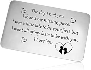 Metal Wallet Insert Card Gift for Husband Boyfriend to My Man Gift Anniversary Card Gifts Engraved Wallet Insert Card Valentine's Day Wedding Birthday Gift for Men Fiance Couple Gift