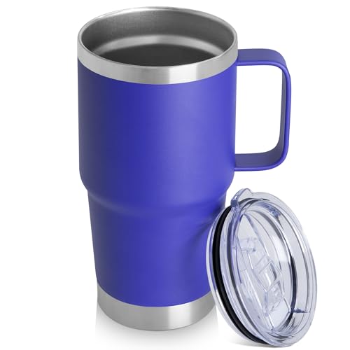 HASLE OUTFITTERS 20oz Tumbler with Handle & Lid, Insulated Stainless Steel Travel Mug, Leakproof Cup for Coffee, BPA-Free Double-Wall Vacuum Tumblers for Hot/Cold Drinks, Commuter, Gym, Office, Blue by HASLE OUTFITTERS - Used condition - US$7.90