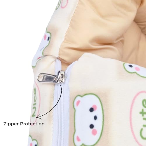 Image of VoiDrop Velvet Baby Carry Bed Infant Lounger Sleeping Bag 3 in 1 for New Born Babies | Baby Portable Travelling Bed for Infants Premium QULAITY with Super Soft Inner(Color Yellow Shade)