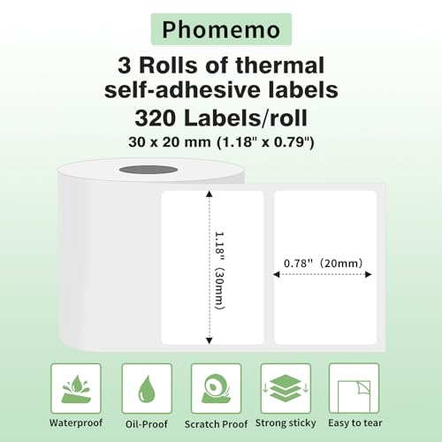 Adressaufkleber Phomemo M110 – 3 Rollen selbstklebende Etiketten
