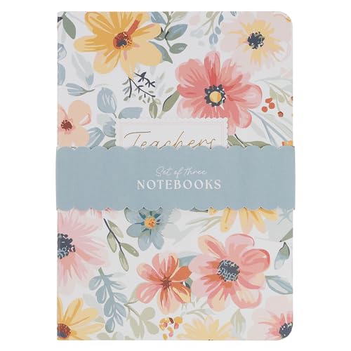 Image of With Love Notebook Set: Teachers Plant Seeds That Grow Forever, Teachers Appreciation Gifts, Slim Notebooks, Cardstock, Flexible Cover, Lined Paper, 64 Pages Each, Floral, Pastels, Set /3 Large