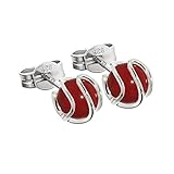 Steinfarbe: rot NKlaus Silber Paar Kugel Ohrstecker 925er Sterlingsilber Sphäre reck. Koralle Damen 7mm 7852