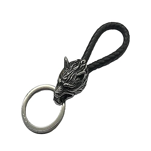 clawster Wolf Keychain Spirit Animal Wolf Head Keyring Wolf Symbol Head Stainless Steel Wolf Pendant Norse Viking (Silver)