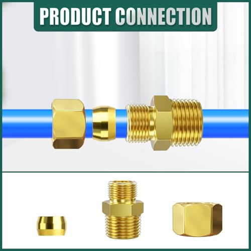GORAGUCHI 5PCS 3/8" tube OD x 1/2" MNPT Brass Compression pipe fitting by Goraguchi - Used condition - Image 5