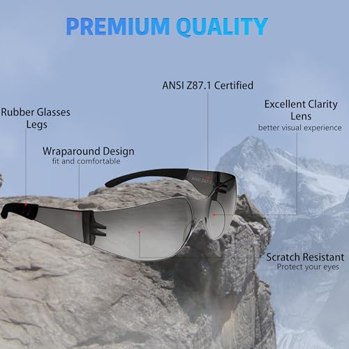 Image of Salfboy Safety Glasses Ansi Z87.1 Clear Safety Glasses Bulk Impact Resistant Lens Protective Eyewear for Men Women