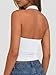 Trendy Queen Womens Halter Crop Tank Tops Backless Deep V Neck Double Lined Going Out Tops Summer Open Back Teens Cute Shirts White M