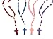 Assorted Color Wooden Prayer Bead Cord Rosary with Latin Cross, 11 Inch, Pack of 24