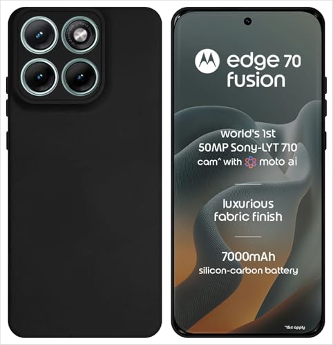Image of SBMS Silicone Back Cover Case for Motorola Moto Edge 70 Fusion 5G | Soft Micro-Fibre Lining Inside | Camera Protection Bump | Shockproof Back Cover Case for Moto Edge 70 Fusion (Black)