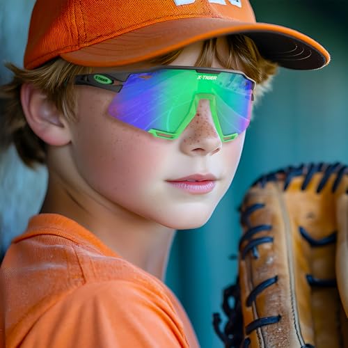 Image of X-TIGER Polarized Kids Sunglasses Youth Baseball Sunglasses UV400 Boys Girls Sports Sun Glasses for Softball Cycling Scooter
