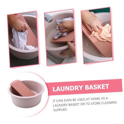 TIDTALEO 加厚大号ベビーフェイス洗面盆 携帯用洗濯板付 多機能手洗い用たらい 洗濯物や食器の浸け置き 洗顔やベビー服のケアにも