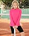 Somaibo Girls Rash Guard Shirts Boys Long Sleeve Quick Dry Swim Shirts UPF 50+ Sun Protection Hoodie for Kids 13-14 Years Rose