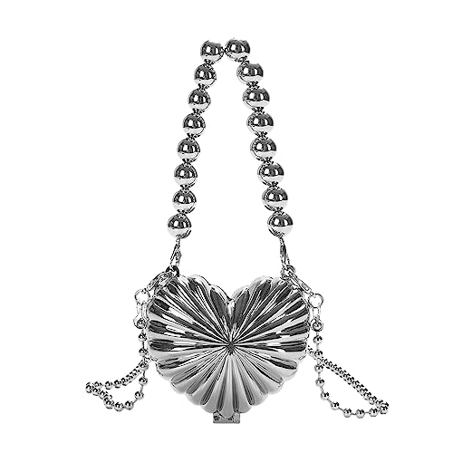 Image of GOKTOW Mini Y2k Silver Purse Mini Evening Bag for Women Fashion Metallic Handbag Body Satchel Shoulder Bag Crossbody Purse