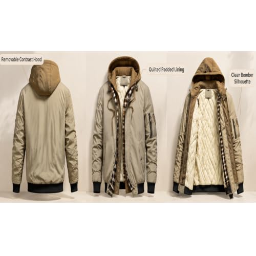 Carydety Mens Jacket windbreaker Jackets Fall Winter Bomber Hooded Jacket - image 5