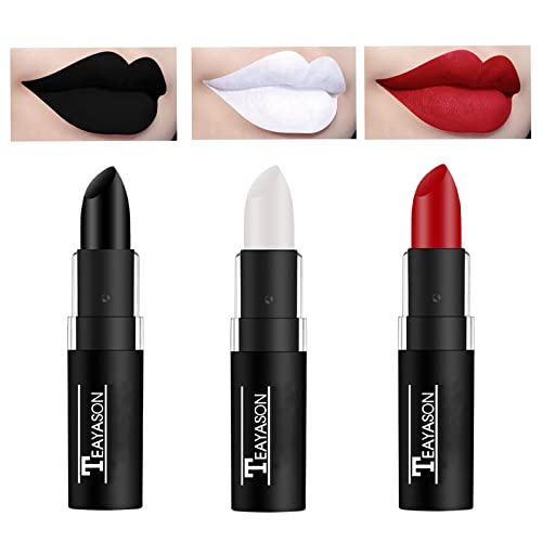 3Pcs Clown Black White Makeup,Face Body Paint Stick,Eye Black Football,For Sports Or Halloween Christmas Makeup,Sweatproof,Long Lasting (Black+White+Red) #TOP4