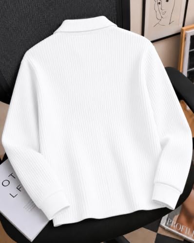 Image of AUSK Men's Cotton Blend Rib Knit Textured Full Sleeve Polo T-Shirt | Regular Fit Zip Polo Neck Smart Casual T Shirt for Men | Stylish Fashion & Casual Wear Tshirt for Men