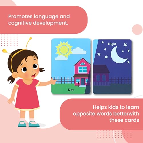 Image of Opposite Words Flash Cards | 36 Laminated Cards | Age Group: 2-4 Years | Science Educational & Fun Activity for Kids