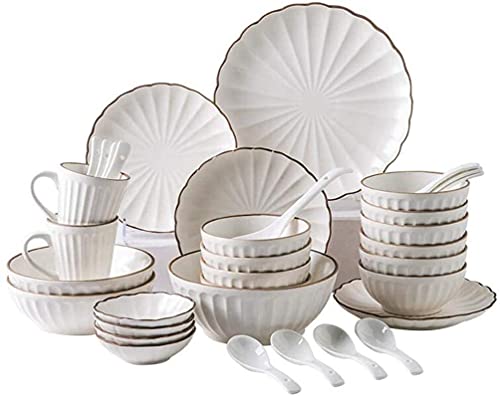 36 Pieces Porcelain Dinnerware Set for 8 People Retro Ceramic Dinnerware Set for Daily Life Family Party And Housewarming Gift