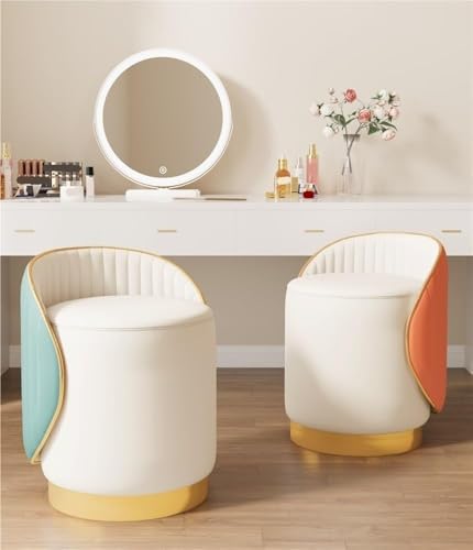Tabouret Vani pivotant 360 cuir blanc moderne avec dossier - 7