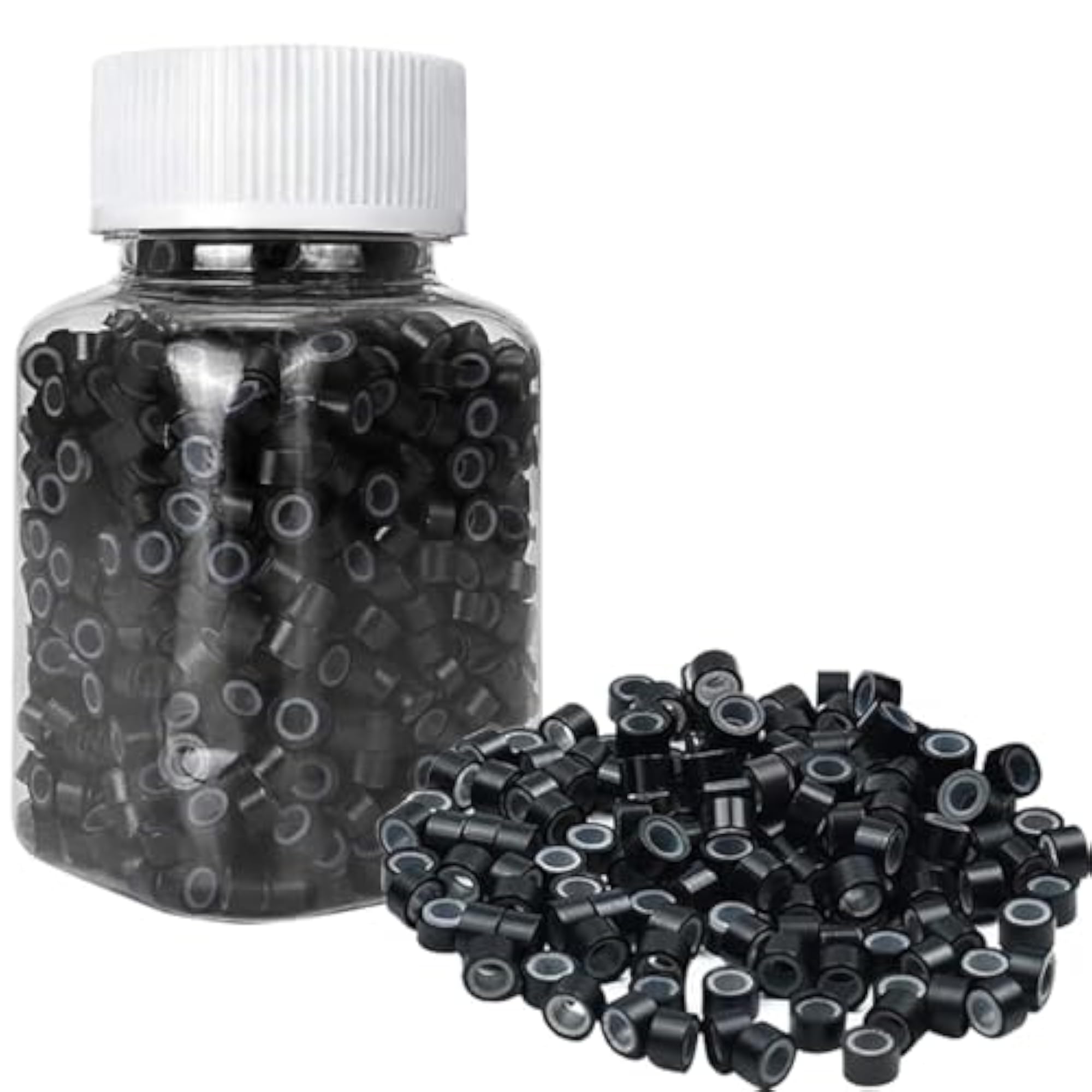 500 PC Micro Rings for Hair Extensions, Aluminum with Silicone Beads
