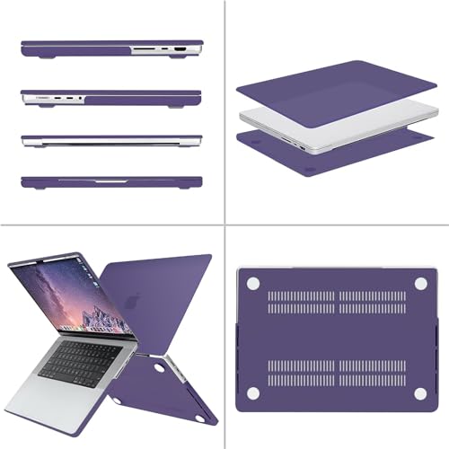 Image of MOSISO Compatible with MacBook Pro 16 inch Case 2025 2024 2023 2022 2021 M4 M3 M2 M1 A3403 A3186 A2991 A2780 A2485 Pro Max, Plastic Hard Shell&Keyboard Cover&Screen Film&Storage Bag, Imperial Purple