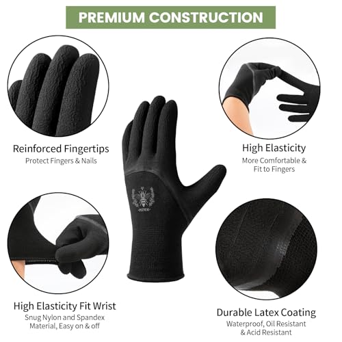 Pleneal Gardening Gloves for Women Men - 6 Pairs Breathable Garden Gloves with Grip, Latex Coated Outdoor Working Gloves for Lawn Yard, Medium Size Fits Most