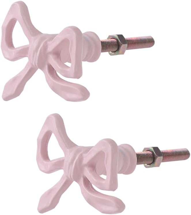 Metal Cabinet Knob Pink Bow Knobs Handle Drawer Pulls for Kitchen Bathroom Cabinet Door Drawer,2 Pack