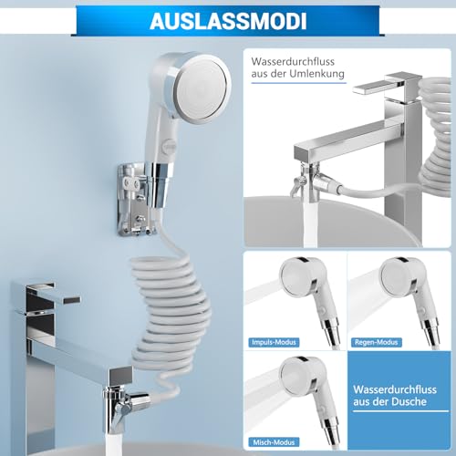 Douchette à main pour lavabo avec flexible et support de fixation mural - 5