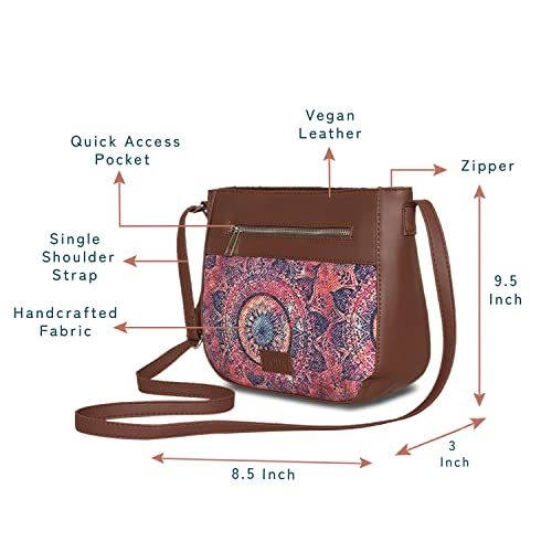 Image of ZOUK Women's Handcrafted Pink Chakra Printed U Shaped Sling Bag