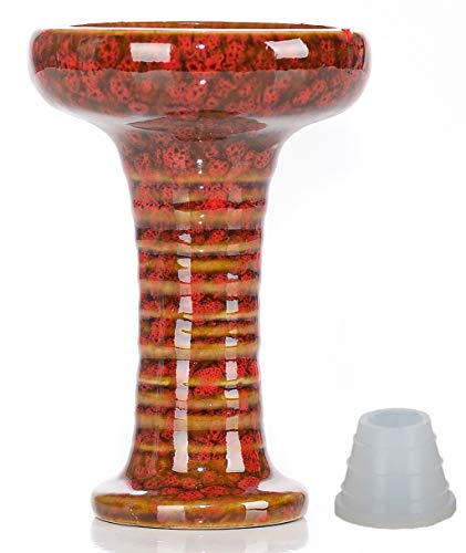 SMKR Basics Shisha Phunnel Kopf mit Silikon Adapter für alle Wasserpfeifen | Shisha Kopf aus Ton Aufsatz Zubehör (Rot)