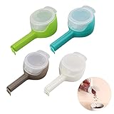 Fácil de instalar: simplemente fija el clip de la bolsa a la bolsa de plástico o a la bolsa de papel, presiona y cierra los alimentos, gira la tapa superior para verter los alimentos.