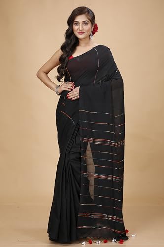 Image of Women's Traditional Bengal Handloom Soft Cotton Khesh Saree