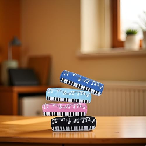 Image of 1pc White Black Oxford Cloth Pencil Case,Square Single Music Notes Piano Keyboard Pencil Case Large Capacity Pen Bags Pencil Holders and Office Supplies,Organization and Storage