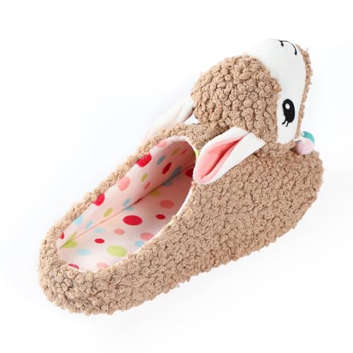 Image of Cute Animal Slippers - Soft Fuzzy Alpaca & Llama Memory Foam for Women - Indoor Warm Non-Slip Bedroom Slippers