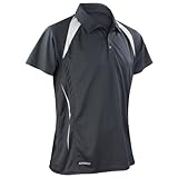 Stärke 145 gsm. Spiro Herren Sport Polo-Shirt Team Spirit Performance (S) (Schwarz/WeiÃŸ)