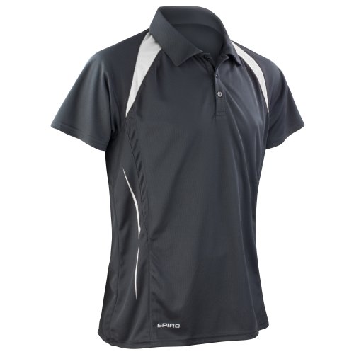 Polo sport Spiro bicolore noir et blanc en textile léger et extensible