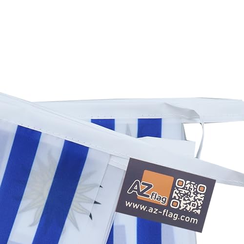 Image of AZ FLAG Uruguay 6 meters BUNTING Flag 20 flags 9'' x 6'' - Uruguayan STRING flags 15 x 21 cm