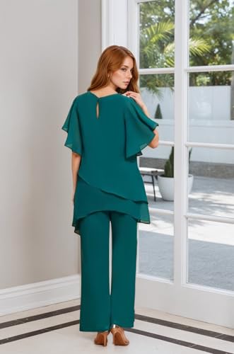 2 Pieces Mother of The Bride Pant Suits for Wedding Long Sleeves Chiffon Pantsuits Formal Evening Outfit with Jacket4