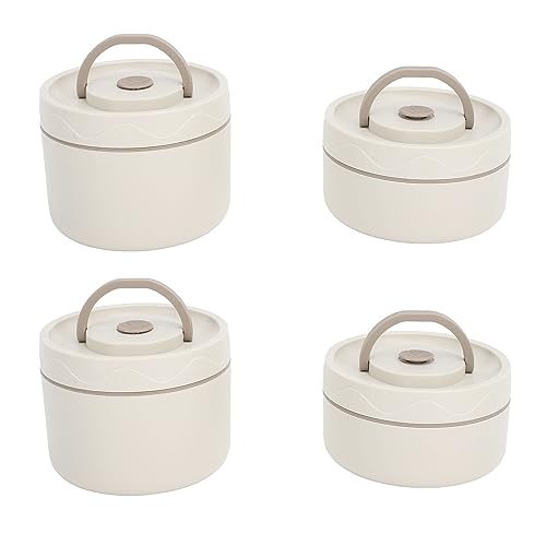 KooingTech Fiambrera Bento de acero inoxidable, con cierre de tapa, térmica, para mantener el calor, color beige, apta para microondas