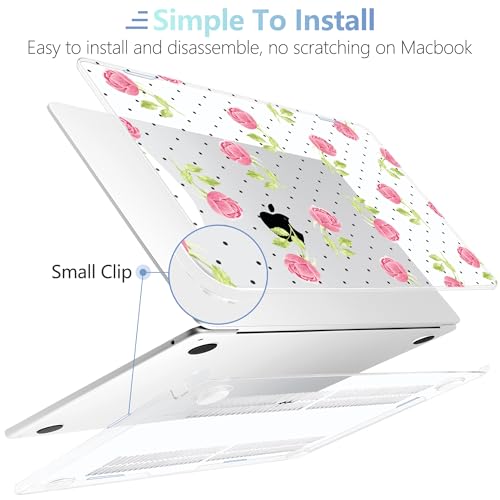Image of MEEgoodo Case for M5 /M4 /M3 /M2 MacBook Air 13 inch 2026 2025 2024 2022, Fit Model A3449 /A3240 /A3113 /A2681, Case Compatible with MacBook Air 13.6-inch, Watercolor Roses&Polka Dots